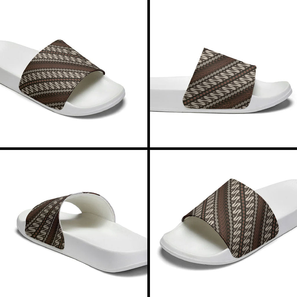 Yogyakarta Parang Batik Motifs Slide Sandals Indonesian Traditional Pattern