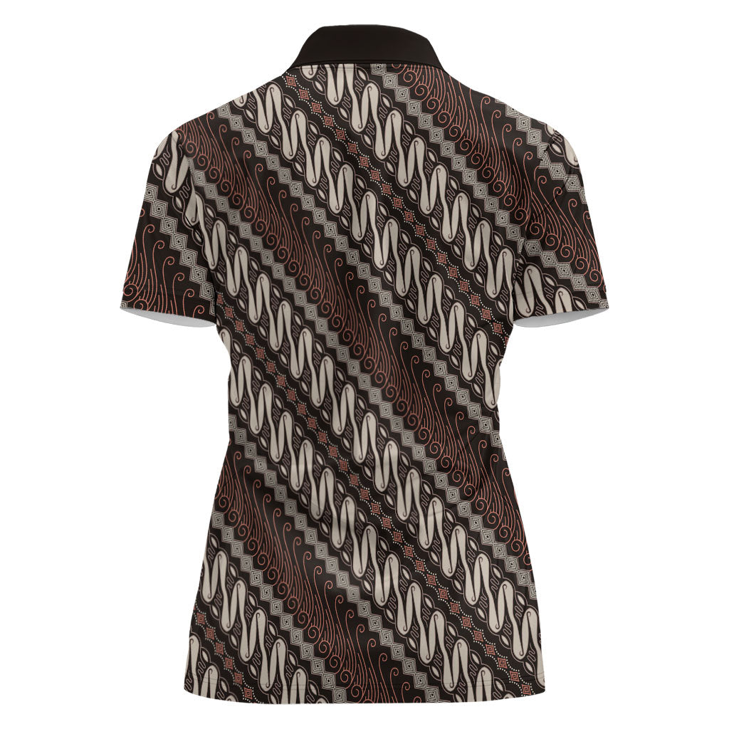 Yogyakarta Parang Batik Motifs Women Polo Shirt Indonesian Traditional Pattern