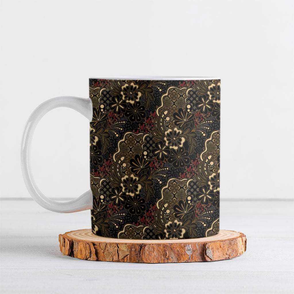 Batik Sekar Jagad Ceramic Mug Indonesian Traditional Pattern