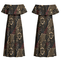 Batik Sekar Jagad Couples Matching Off Shoulder Maxi Dress and Hawaiian Shirt Indonesian Traditional Pattern LT01 - Polynesian Pride
