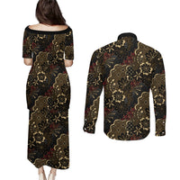 Batik Sekar Jagad Couples Matching Puletasi and Long Sleeve Button Shirt Indonesian Traditional Pattern