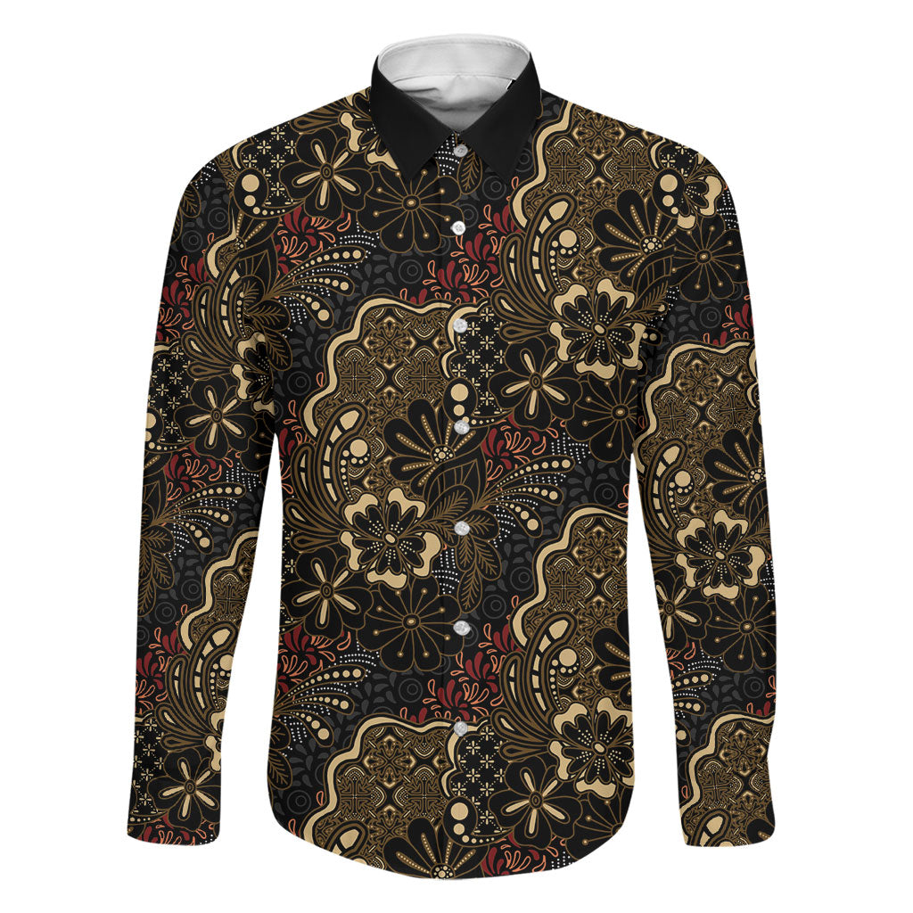 Batik Sekar Jagad Family Matching Long Sleeve Bodycon Dress and Hawaiian Shirt Indonesian Traditional Pattern