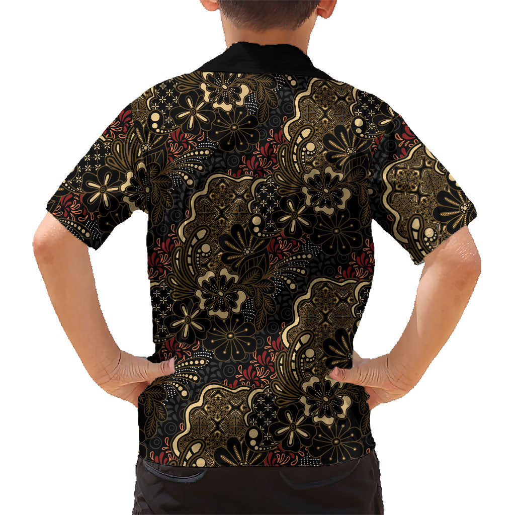 Batik Sekar Jagad Family Matching Off The Shoulder Long Sleeve Dress and Hawaiian Shirt Indonesian Traditional Pattern