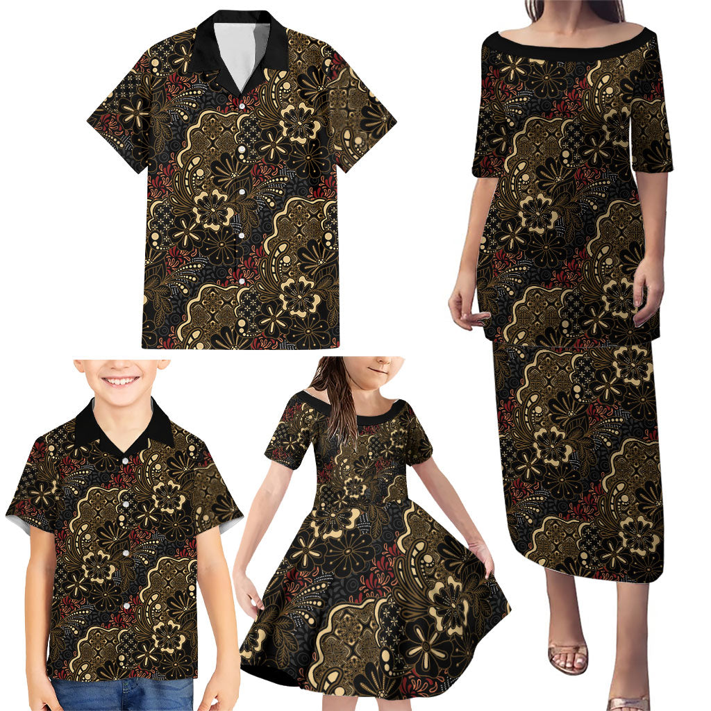 Batik Sekar Jagad Family Matching Puletasi and Hawaiian Shirt Indonesian Traditional Pattern