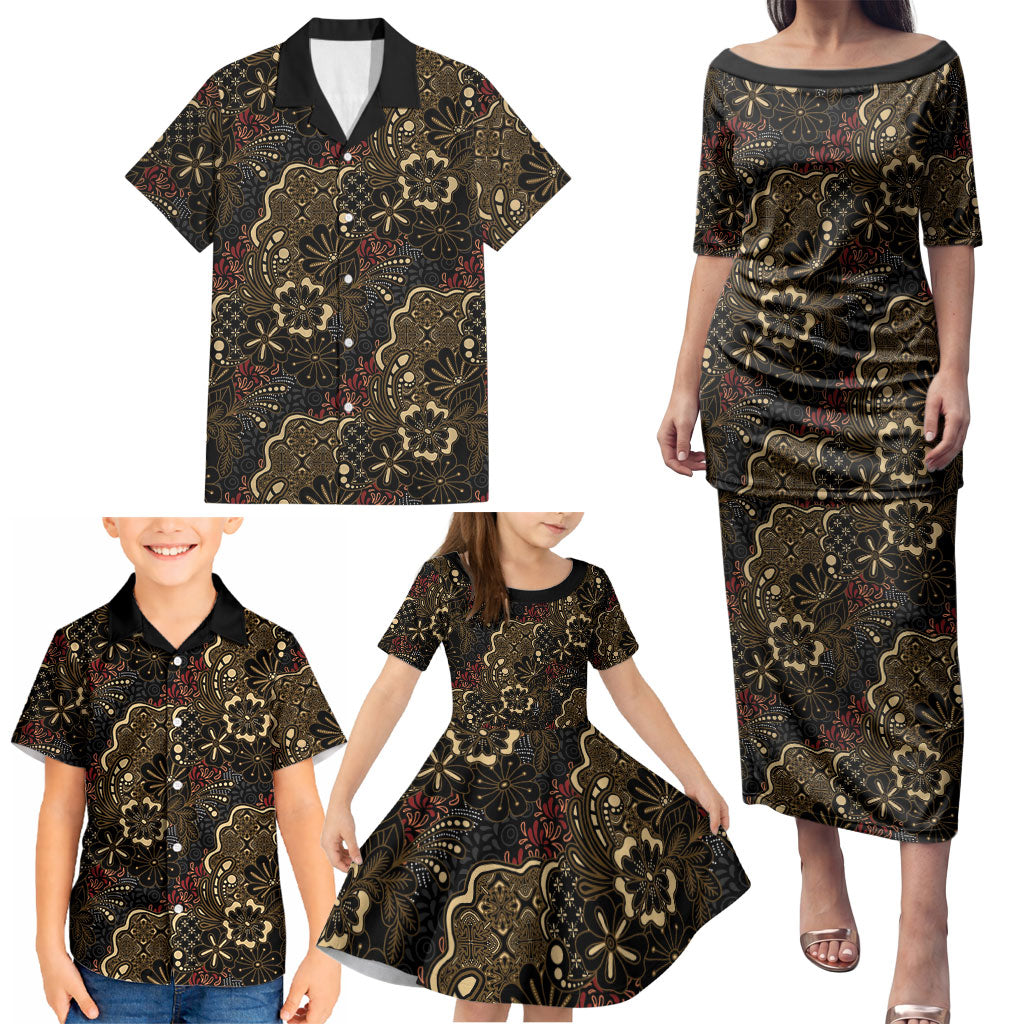 Batik Sekar Jagad Family Matching Puletasi and Hawaiian Shirt Indonesian Traditional Pattern LT01 - Polynesian Pride