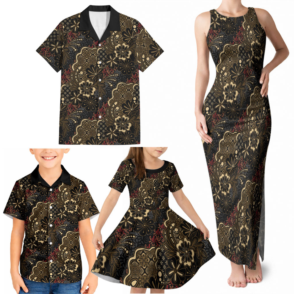 Batik Sekar Jagad Family Matching Tank Maxi Dress and Hawaiian Shirt Indonesian Traditional Pattern LT01 - Polynesian Pride