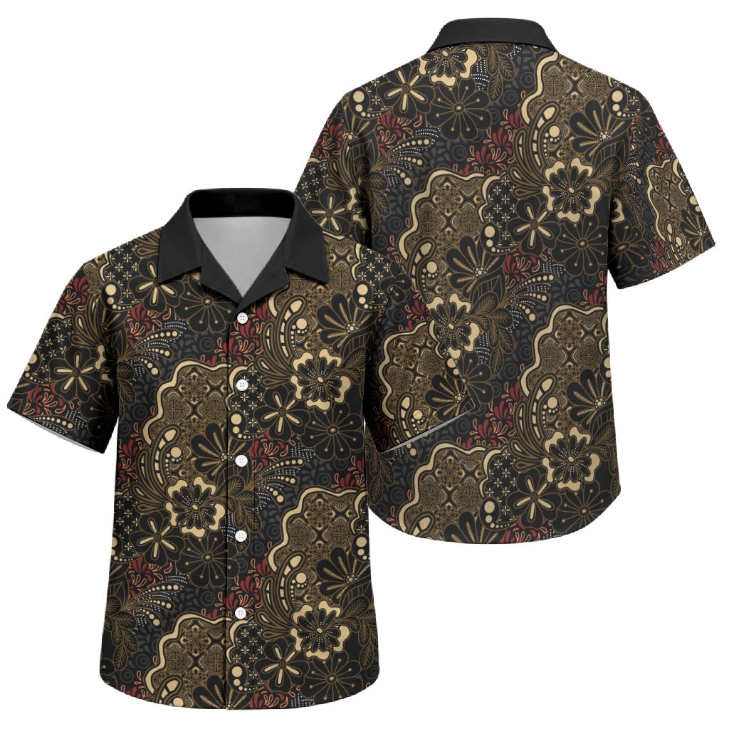 Batik Sekar Jagad Family Matching Tank Maxi Dress and Hawaiian Shirt Indonesian Traditional Pattern LT01 Son's Shirt Black - Polynesian Pride