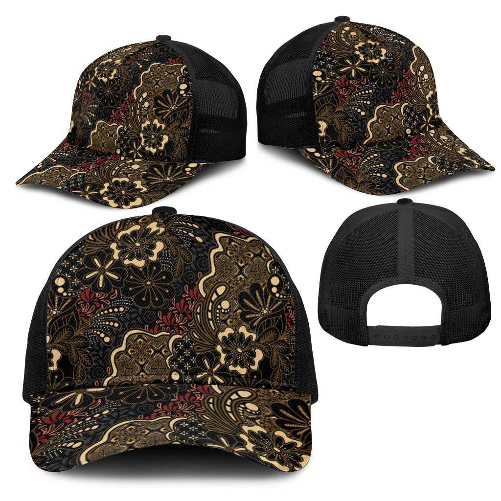 Batik Sekar Jagad Mesh Trucker Cap Indonesian Traditional Pattern