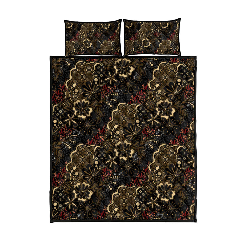 Batik Sekar Jagad Quilt Bed Set Indonesian Traditional Pattern