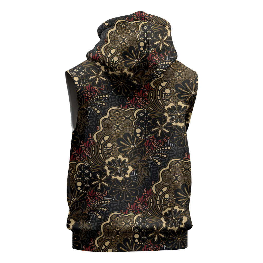 Batik Sekar Jagad Sleeveless Zip Hoodie Indonesian Traditional Pattern
