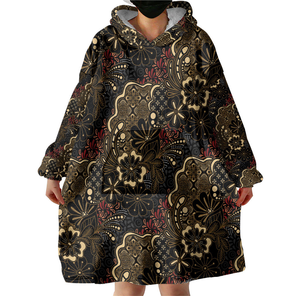 Batik Sekar Jagad Wearable Blanket Hoodie Indonesian Traditional Pattern