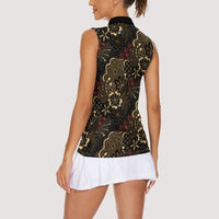 Batik Sekar Jagad Women Sleeveless Polo Shirt Indonesian Traditional Pattern