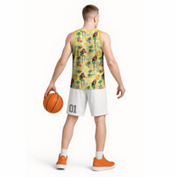 Hawaii Hula Girl Tropical Basketball Jersey Yellow Palaka