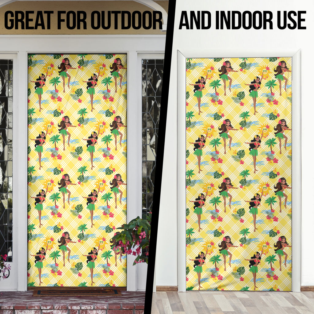 Hawaii Hula Girl Tropical Door Cover Yellow Palaka