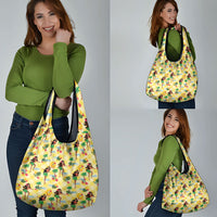 Hawaii Hula Girl Tropical Grocery Bag Yellow Palaka