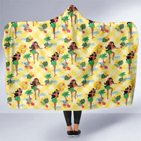 Hawaii Hula Girl Tropical Hooded Blanket Yellow Palaka