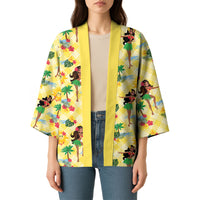 Hawaii Hula Girl Tropical Kimono Yellow Palaka