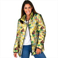 Hawaii Hula Girl Tropical Padded Jacket Yellow Palaka