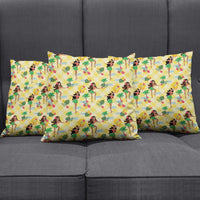 Hawaii Hula Girl Tropical Pillow Cover Yellow Palaka