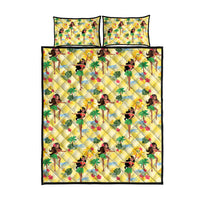 Hawaii Hula Girl Tropical Quilt Bed Set Yellow Palaka