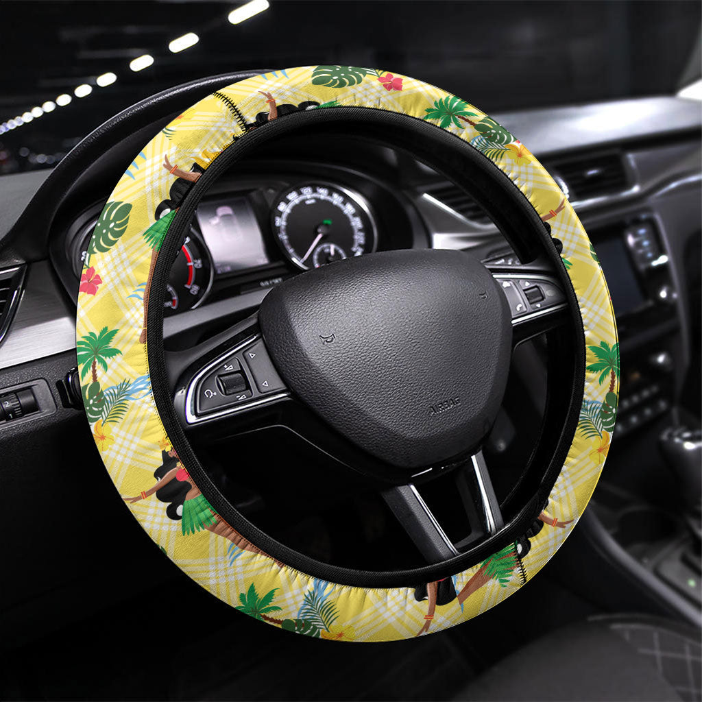 Hawaii Hula Girl Tropical Steering Wheel Cover Yellow Palaka