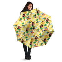 Hawaii Hula Girl Tropical Umbrella Yellow Palaka