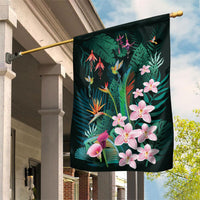 Hawaii Hummingbird Tropical Flowers Garden Flag Dark Green