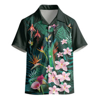 Hawaii Hummingbird Tropical Flowers Kid Hawaiian Shirt Dark Green