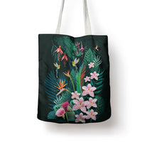 Hawaii Hummingbird Tropical Flowers Tote Bag Dark Green