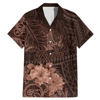 Bula Fiji Masi Family Matching Mermaid Dress and Hawaiian Shirt Fijian Tapa Vintage Dark Brown Version LT01 Dad's Shirt - Short Sleeve Brown - Polynesian Pride