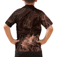 Bula Fiji Masi Family Matching Tank Maxi Dress and Hawaiian Shirt Fijian Tapa Vintage Dark Brown Version LT01 - Polynesian Pride