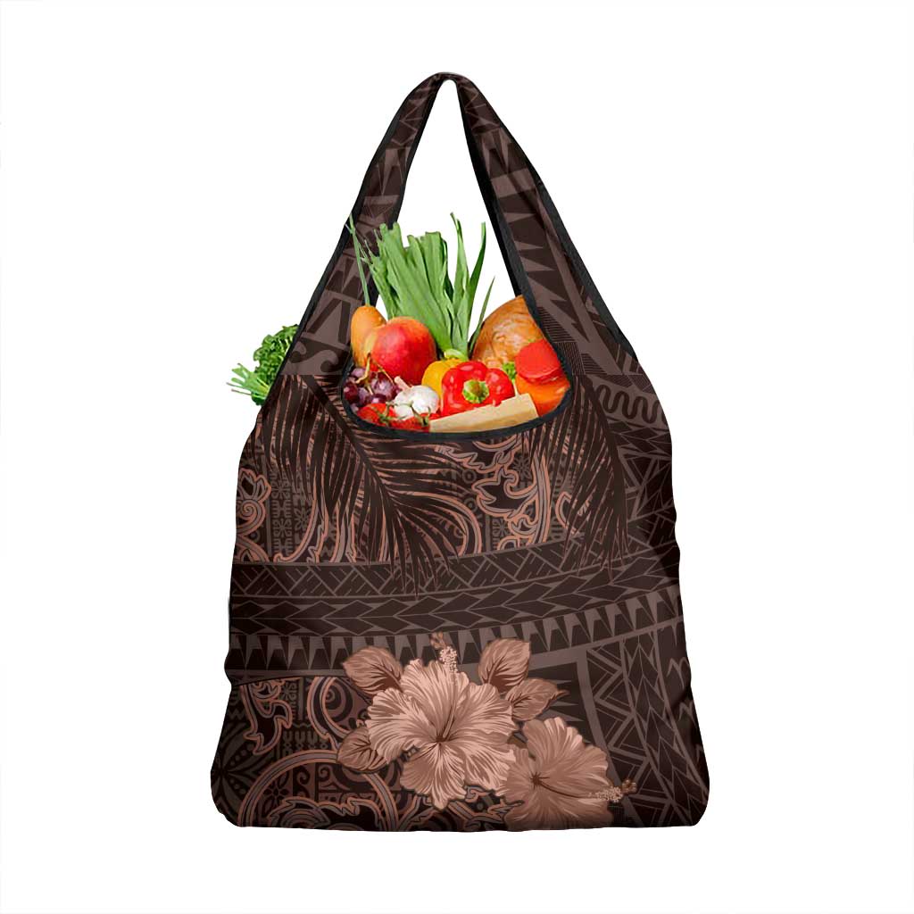 Bula Fiji Masi Grocery Bag Fijian Tapa Vintage Dark Brown Version