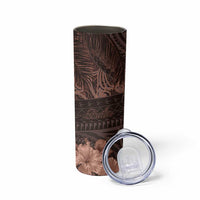 Bula Fiji Masi Skinny Tumbler Fijian Tapa Vintage Dark Brown Version LT01 - Polynesian Pride