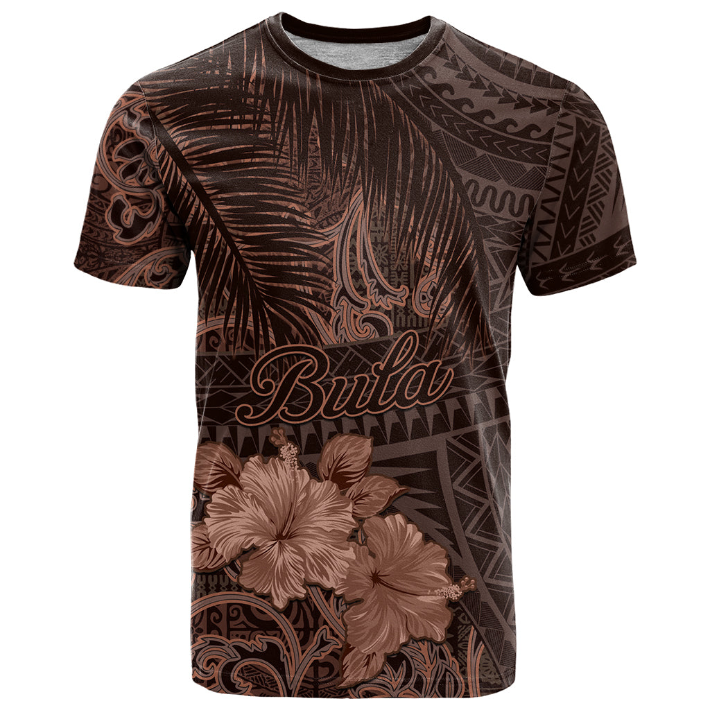 Bula Fiji Masi T Shirt Fijian Tapa Vintage Dark Brown Version LT01 Brown - Polynesian Pride