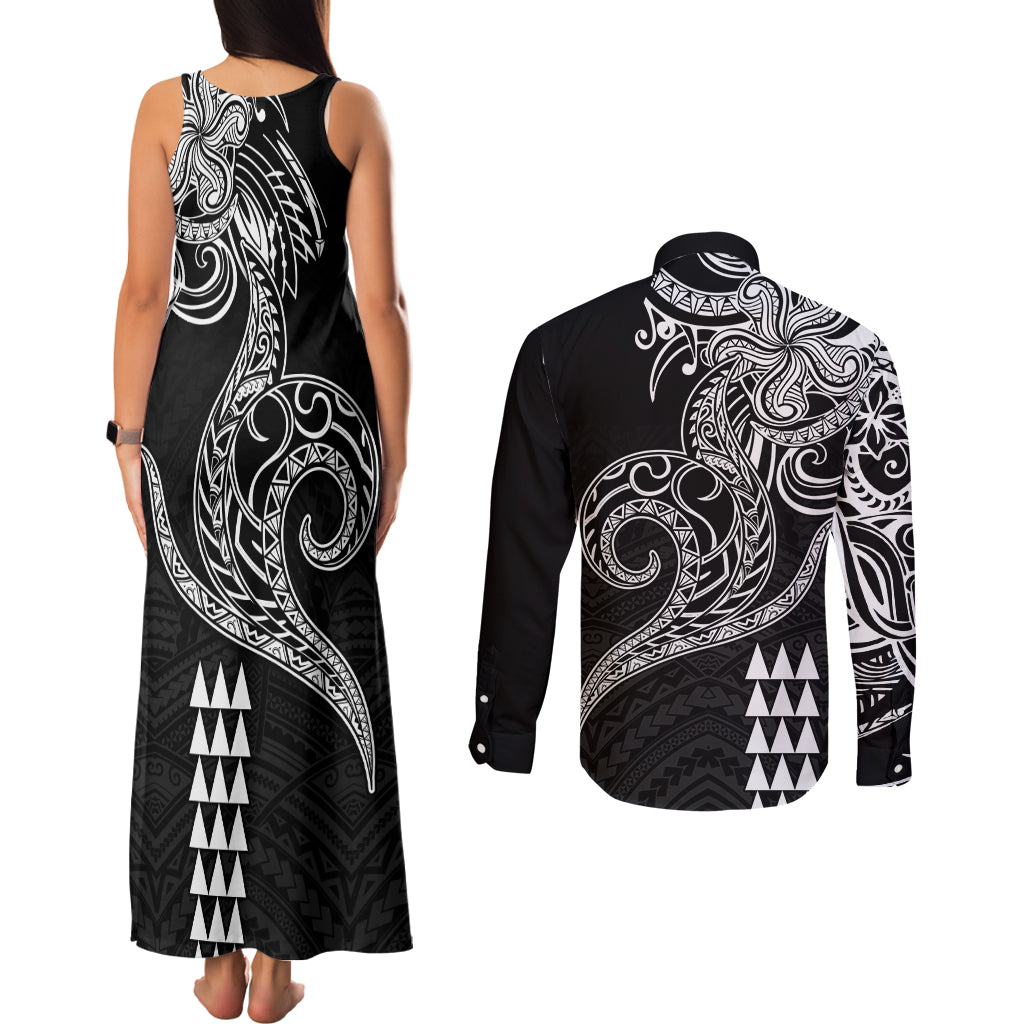 Hawaii Valentine Couples Matching Tank Maxi Dress and Long Sleeve Button Shirt Kakau Polynesian Heart LT01 - Polynesian Pride