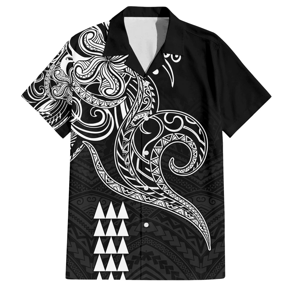 Hawaii Valentine Family Matching Off Shoulder Maxi Dress and Hawaiian Shirt Kakau Polynesian Heart LT01 Dad's Shirt - Short Sleeve Black - Polynesian Pride