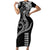 Hawaii Valentine Family Matching Short Sleeve Bodycon Dress and Hawaiian Shirt Kakau Polynesian Heart LT01 Mom's Dress Black - Polynesian Pride