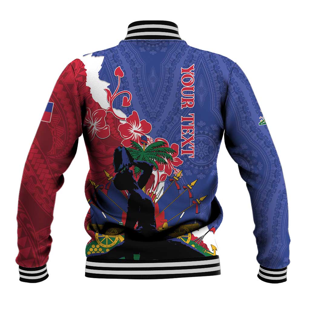 Personalised Haiti Le Marron Inconnu Baseball Jacket Dashiki Mix Polynesian Pattern