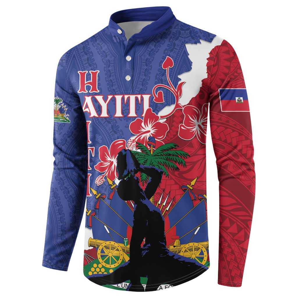 Personalised Haiti Le Marron Inconnu Button Sweatshirt Dashiki Mix Polynesian Pattern