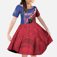 Personalised Haiti Le Marron Inconnu Family Matching Summer Maxi Dress and Hawaiian Shirt Dashiki Mix Polynesian Pattern LT01 Daughter's Dress Blue - Polynesian Pride