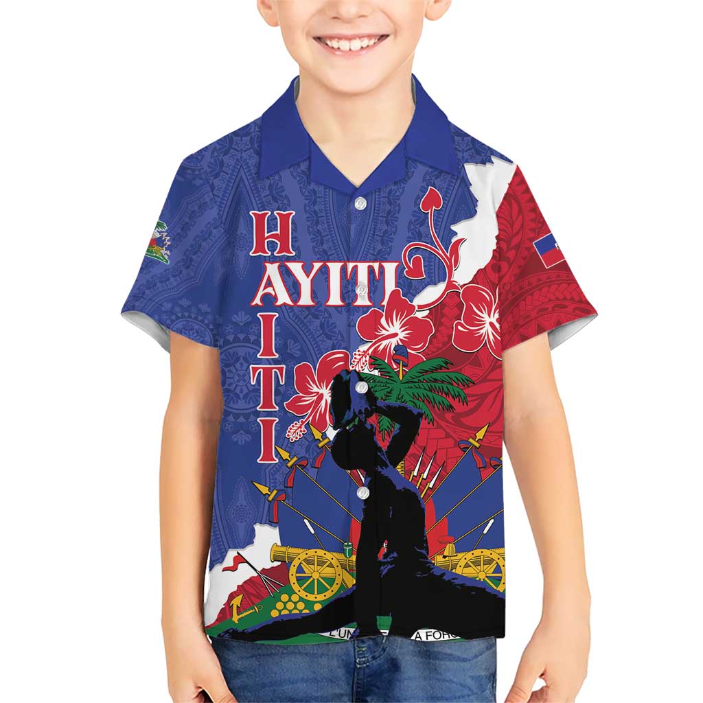 Personalised Haiti Le Marron Inconnu Kid Hawaiian Shirt Dashiki Mix Polynesian Pattern
