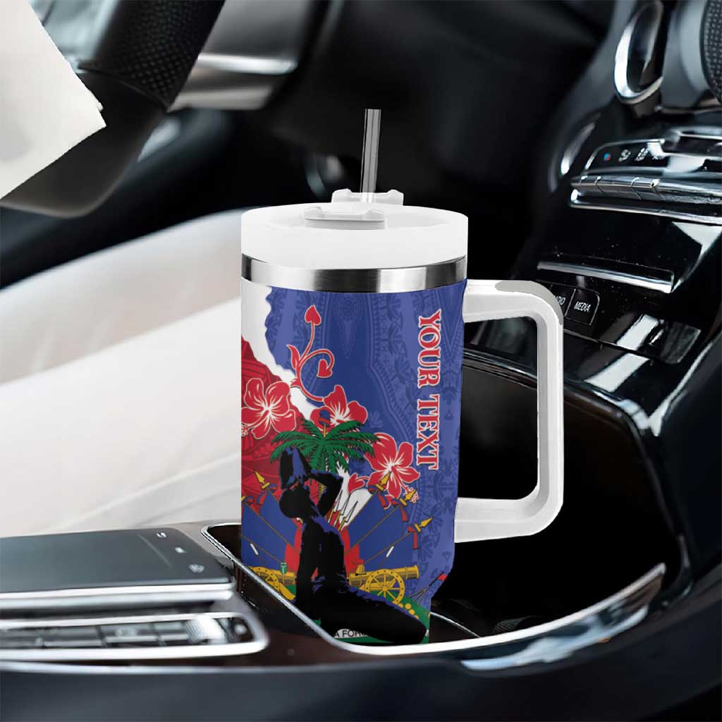 Personalised Haiti Le Marron Inconnu Tumbler With Handle Dashiki Mix Polynesian Pattern