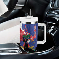 Personalised Haiti Le Marron Inconnu Tumbler With Handle Dashiki Mix Polynesian Pattern