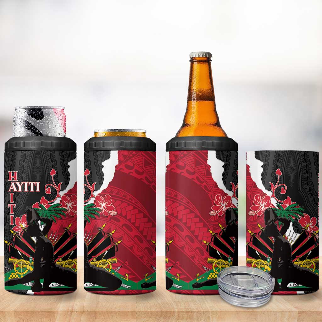 Personalised Ayiti Neg Marron 4 in 1 Can Cooler Tumbler Dashiki Mix Polynesian Pattern