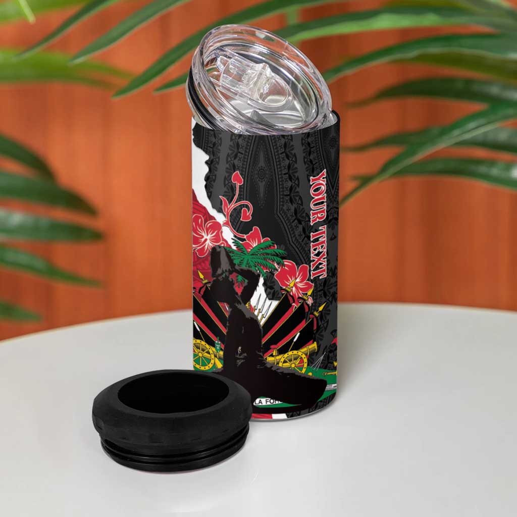Personalised Ayiti Neg Marron 4 in 1 Can Cooler Tumbler Dashiki Mix Polynesian Pattern