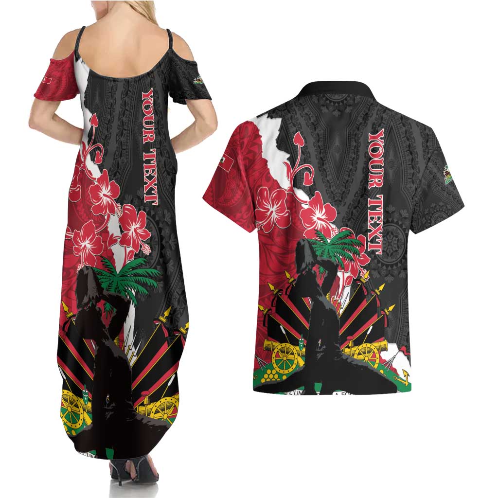 Personalised Ayiti Neg Marron Couples Matching Summer Maxi Dress and Hawaiian Shirt Dashiki Mix Polynesian Pattern