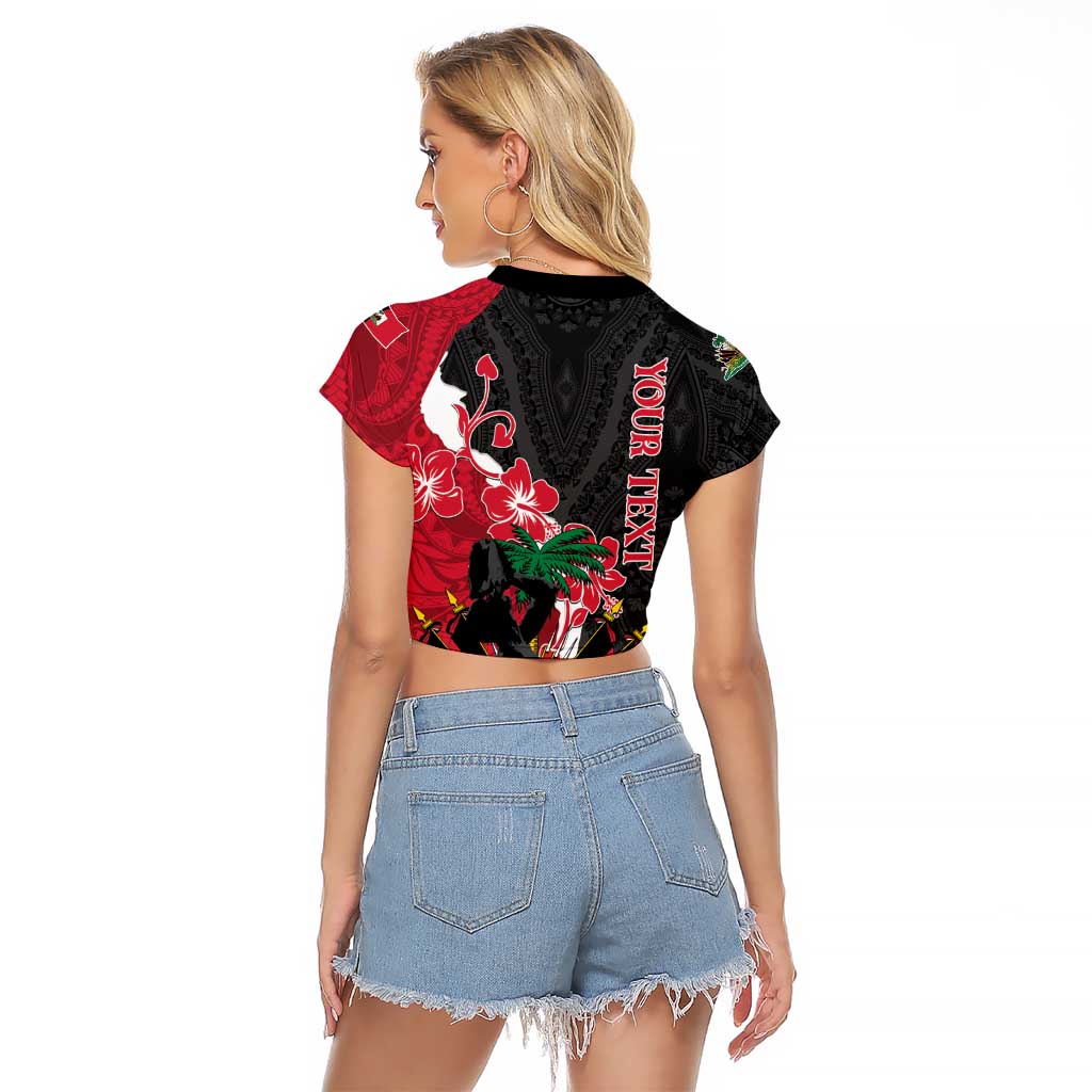 Personalised Ayiti Neg Marron Raglan Cropped T Shirt Dashiki Mix Polynesian Pattern