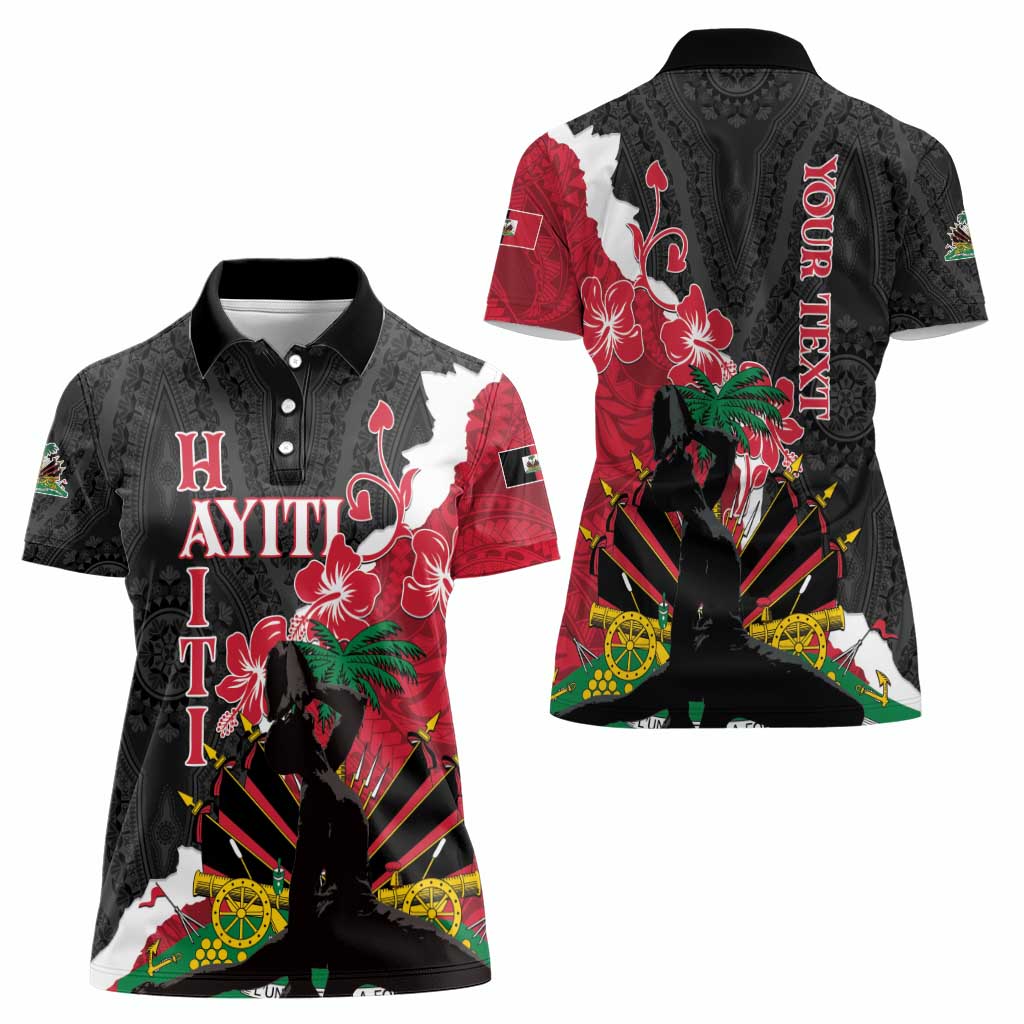 Personalised Ayiti Neg Marron Women Polo Shirt Dashiki Mix Polynesian Pattern