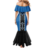 Blue Niho Taniwha Mix Poutama Family Matching Mermaid Dress and Hawaiian Shirt Unique Taniko Aotearoa LT01 - Polynesian Pride
