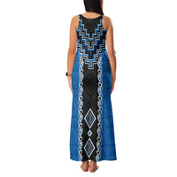 Blue Niho Taniwha Mix Poutama Family Matching Tank Maxi Dress and Hawaiian Shirt Unique Taniko Aotearoa LT01 - Polynesian Pride
